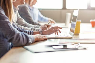 Workers on laptops